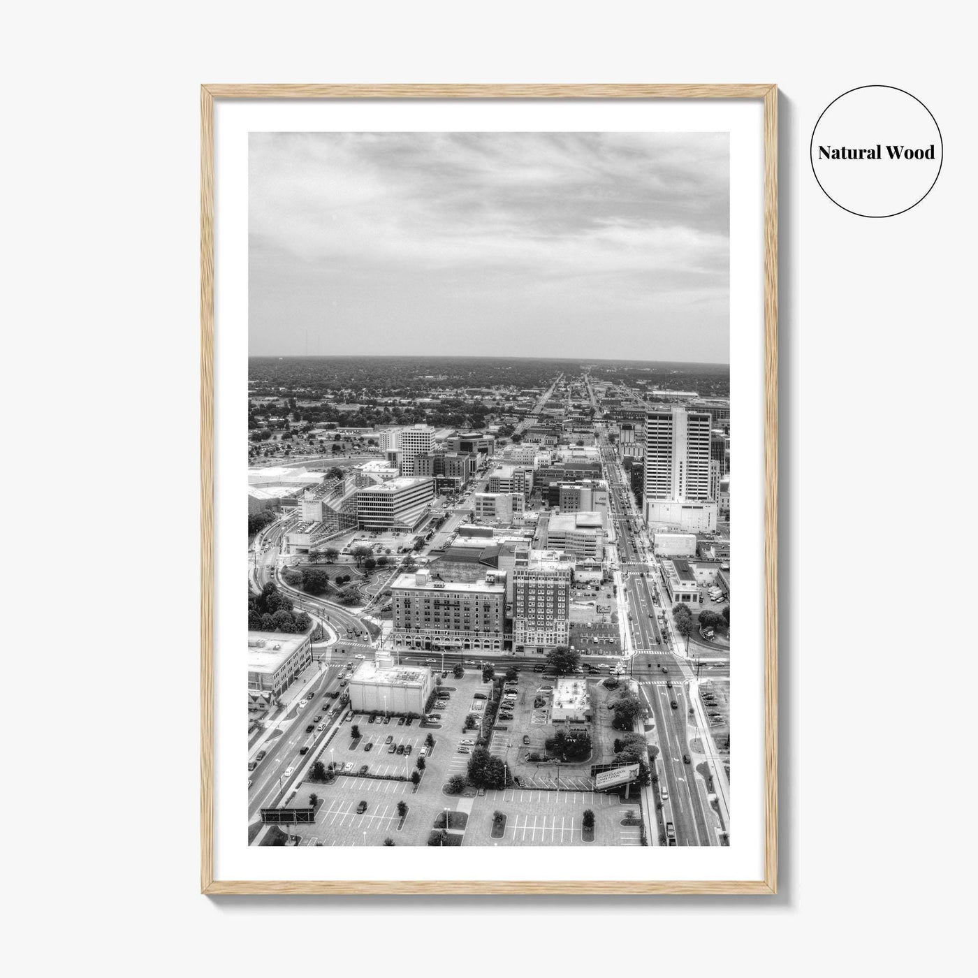 South Bend Skyline Black and White Fine Art Photo Print, Indiana Downtown Wall Poster