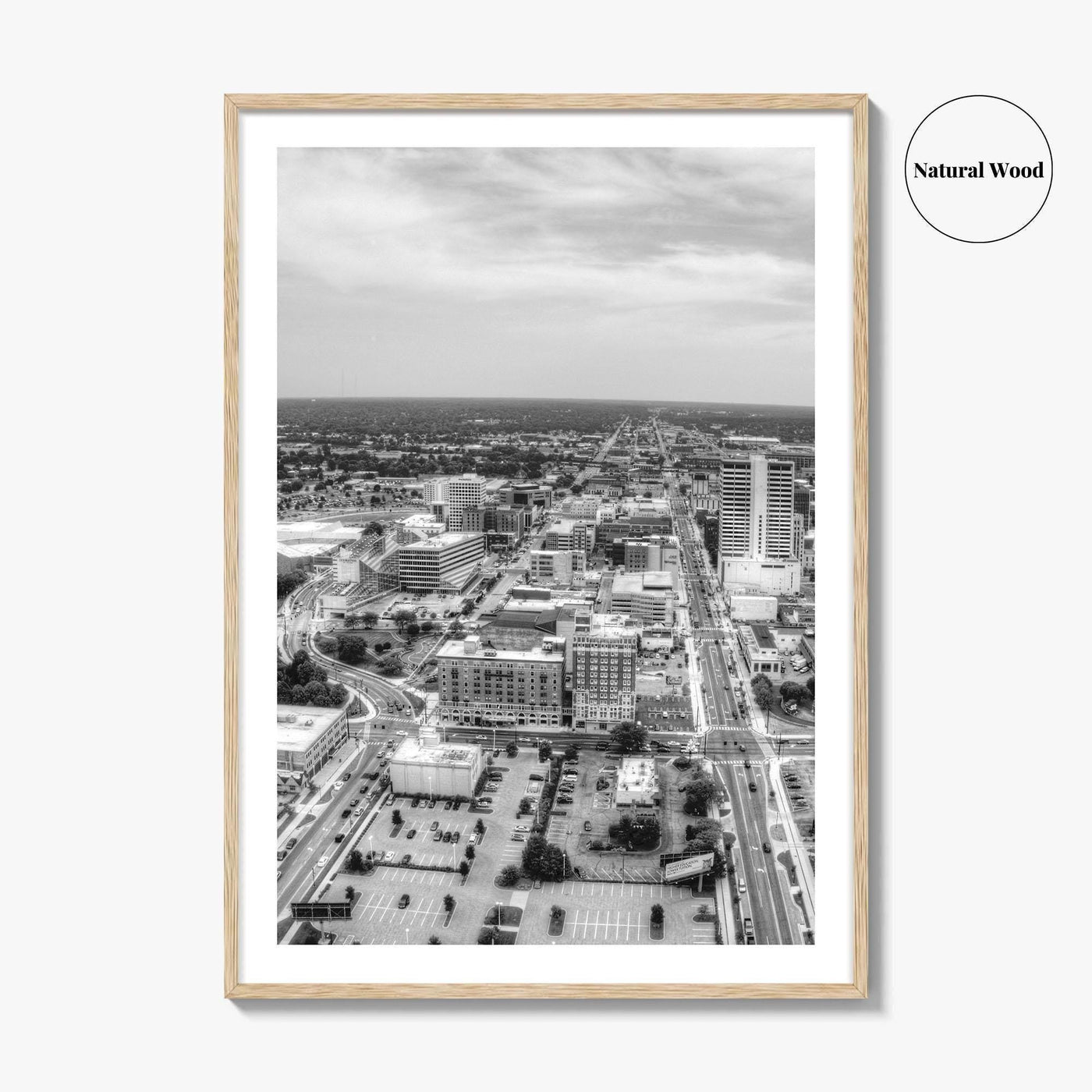 South Bend Skyline Black and White Fine Art Photo Print, Indiana Downtown Wall Poster