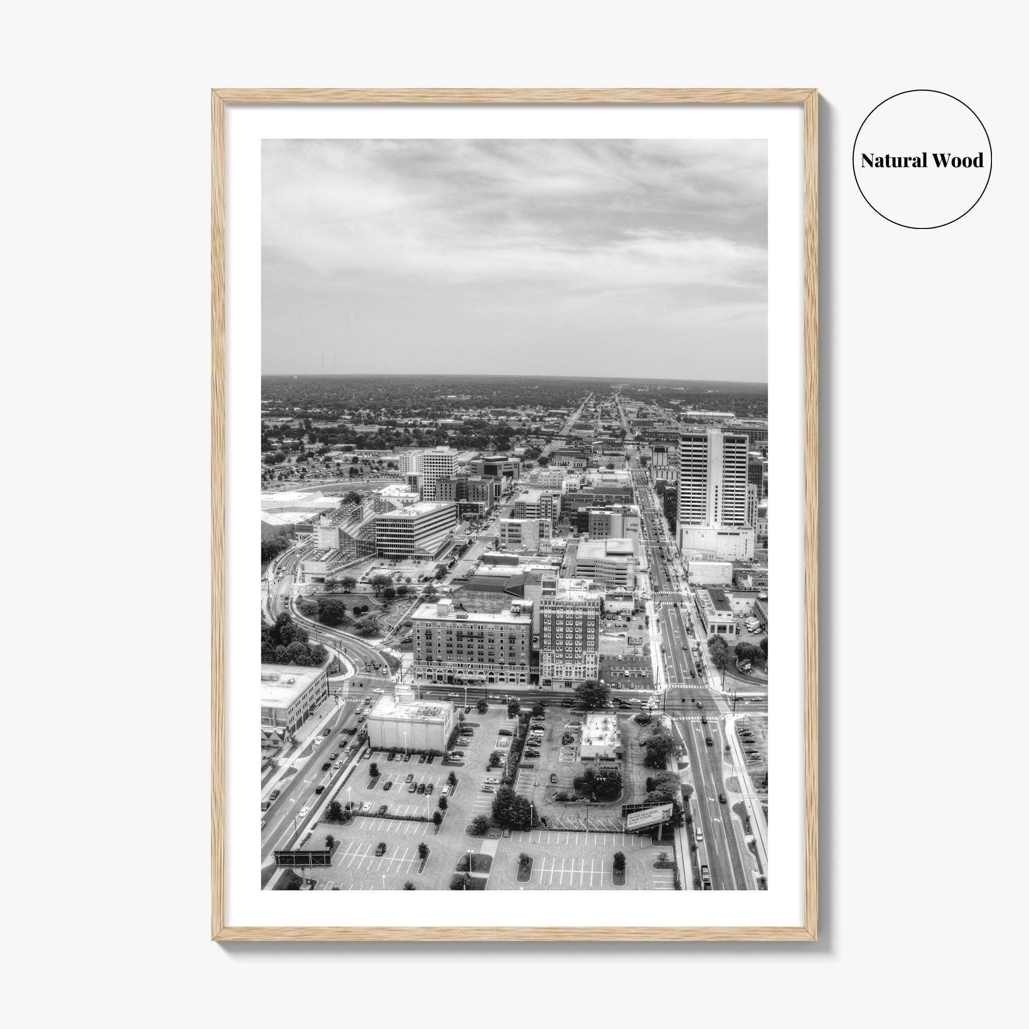 South Bend Skyline Black and White Fine Art Photo Print, Indiana Downtown Wall Poster