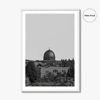 Jerusalem Skyline Black and White Fine Art Photo Print, Israel Wall Decor Poster