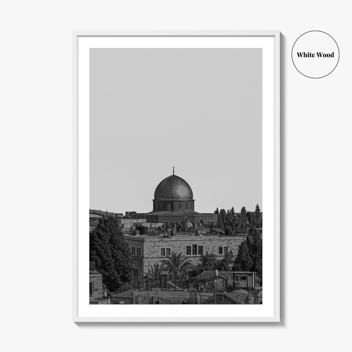 Jerusalem Skyline Black and White Fine Art Photo Print, Israel Wall Decor Poster