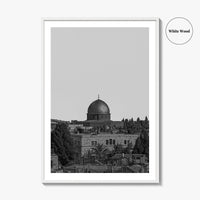 Jerusalem Skyline Black and White Fine Art Photo Print, Israel Wall Decor Poster