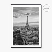 Paris Skyline Black and White Fine Art Photo Print, Eiffel Tower, France Poster