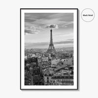 Paris Skyline Black and White Fine Art Photo Print, Eiffel Tower, France Poster