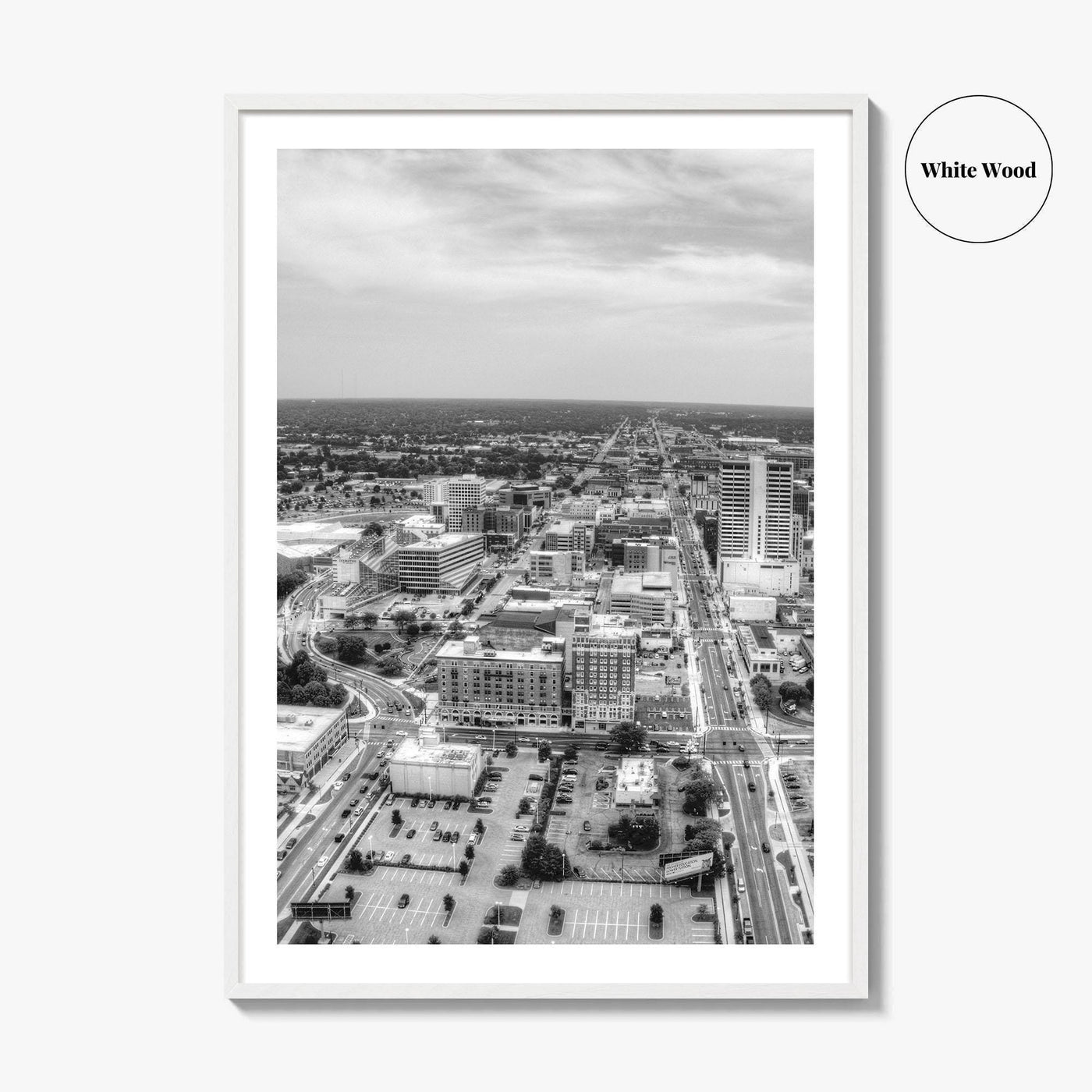 South Bend Skyline Black and White Fine Art Photo Print, Indiana Downtown Wall Poster
