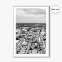 South Bend Skyline Black and White Fine Art Photo Print, Indiana Downtown Wall Poster