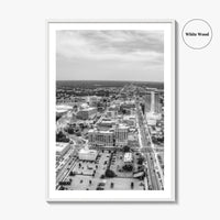 South Bend Skyline Black and White Fine Art Photo Print, Indiana Downtown Wall Poster