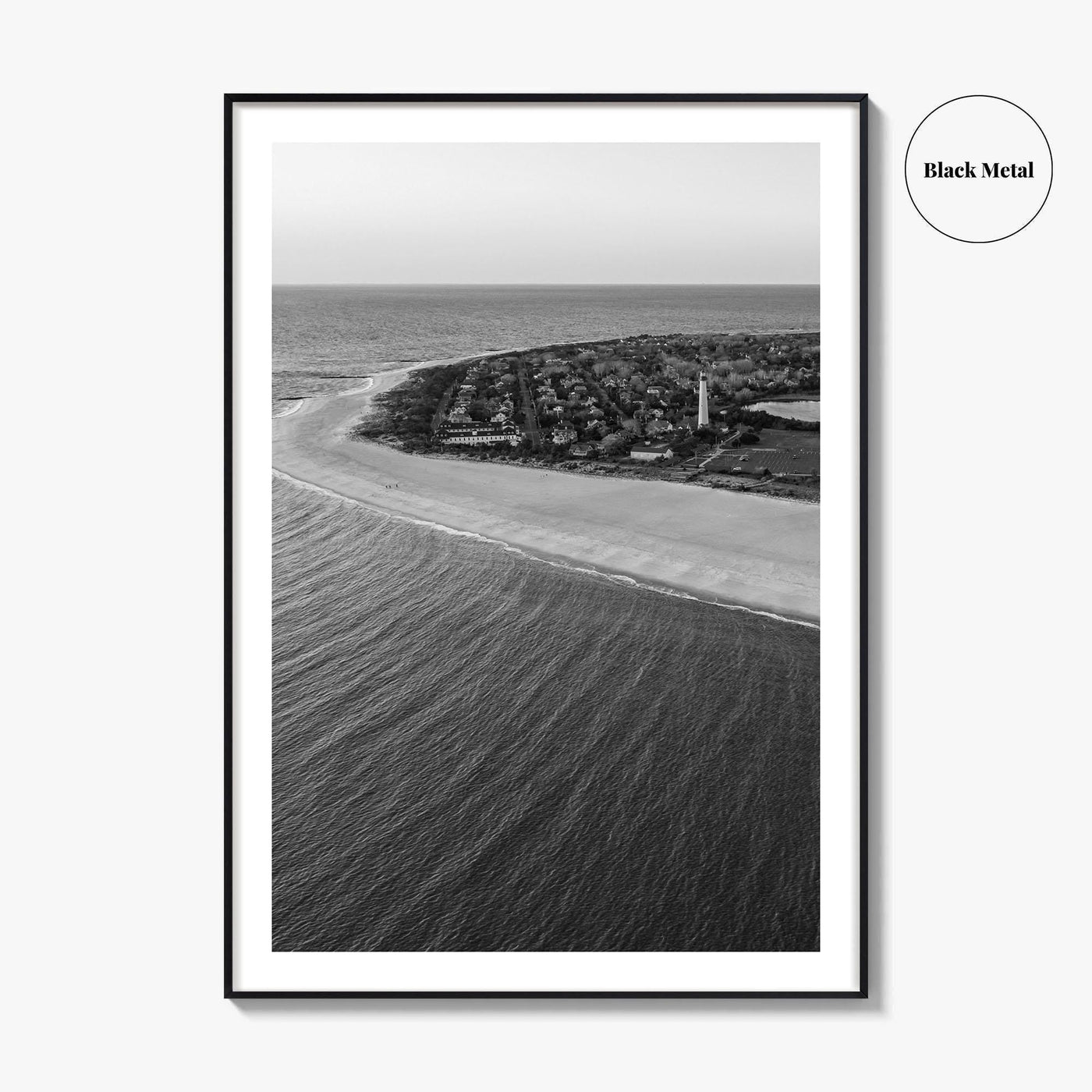 Cape May Point Black and White Fine Art Photo Print, New Jersey, Aerial Poster