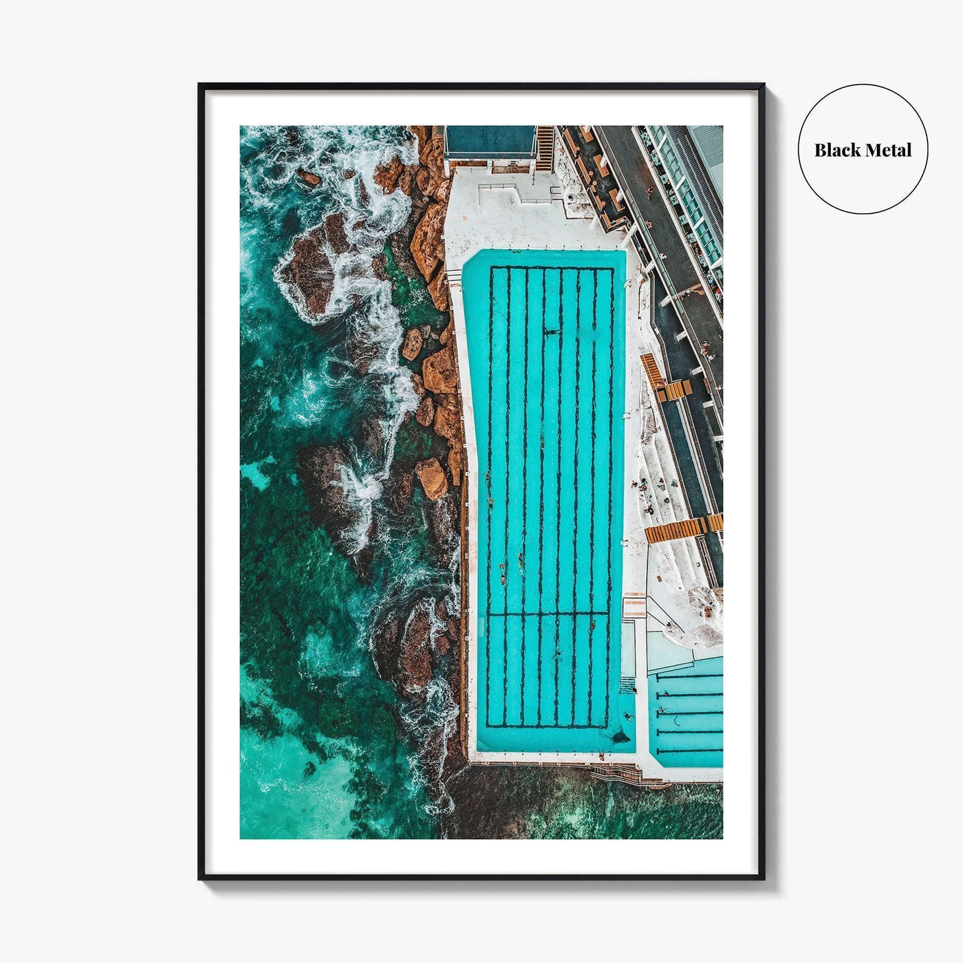 Bondi Beach Fine Art Photo Print, Icebergs Rockpool, Aerial Drone, Sydney NSW Australia Poster