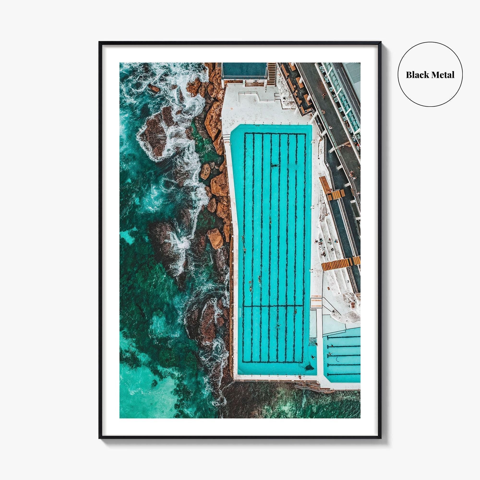 Bondi Beach Fine Art Photo Print, Icebergs Rockpool, Aerial Drone, Sydney NSW Australia Poster