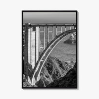 Bixby Creek Bridge Black and White Fine Art Photo Print, Big Sur, California Poster