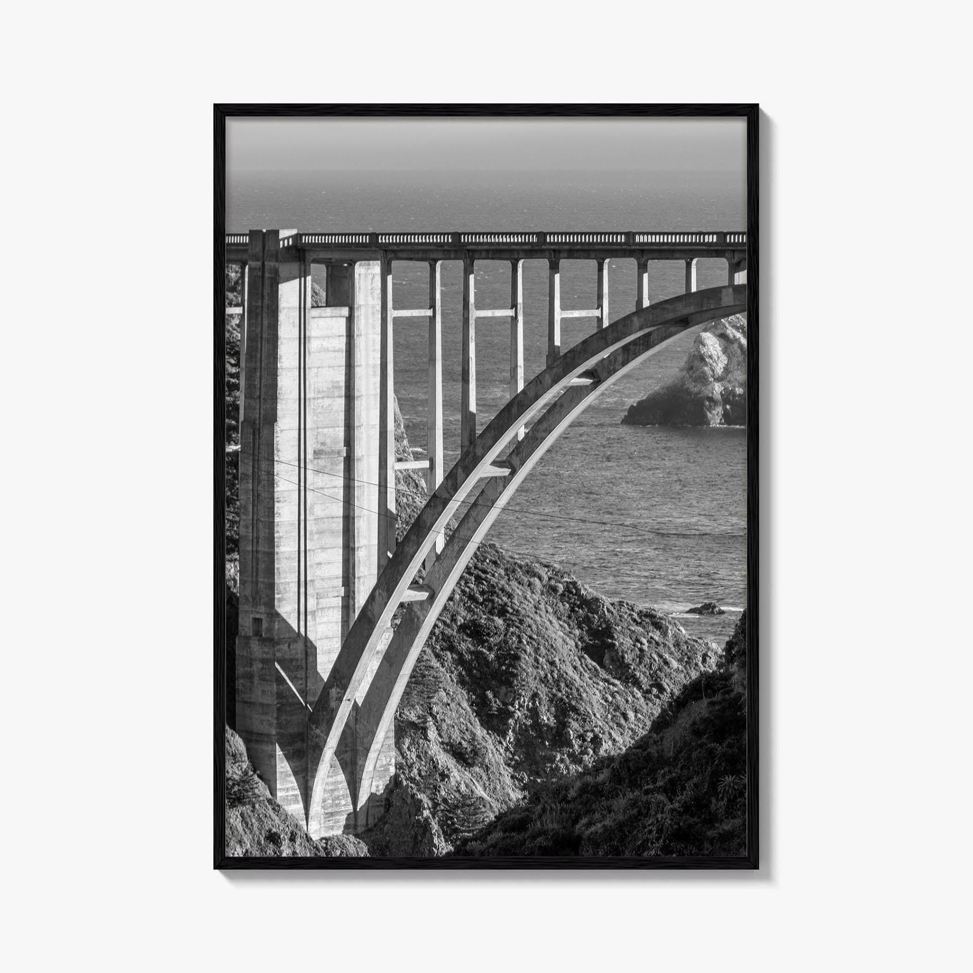 Bixby Creek Bridge Black and White Fine Art Photo Print, Big Sur, California Poster
