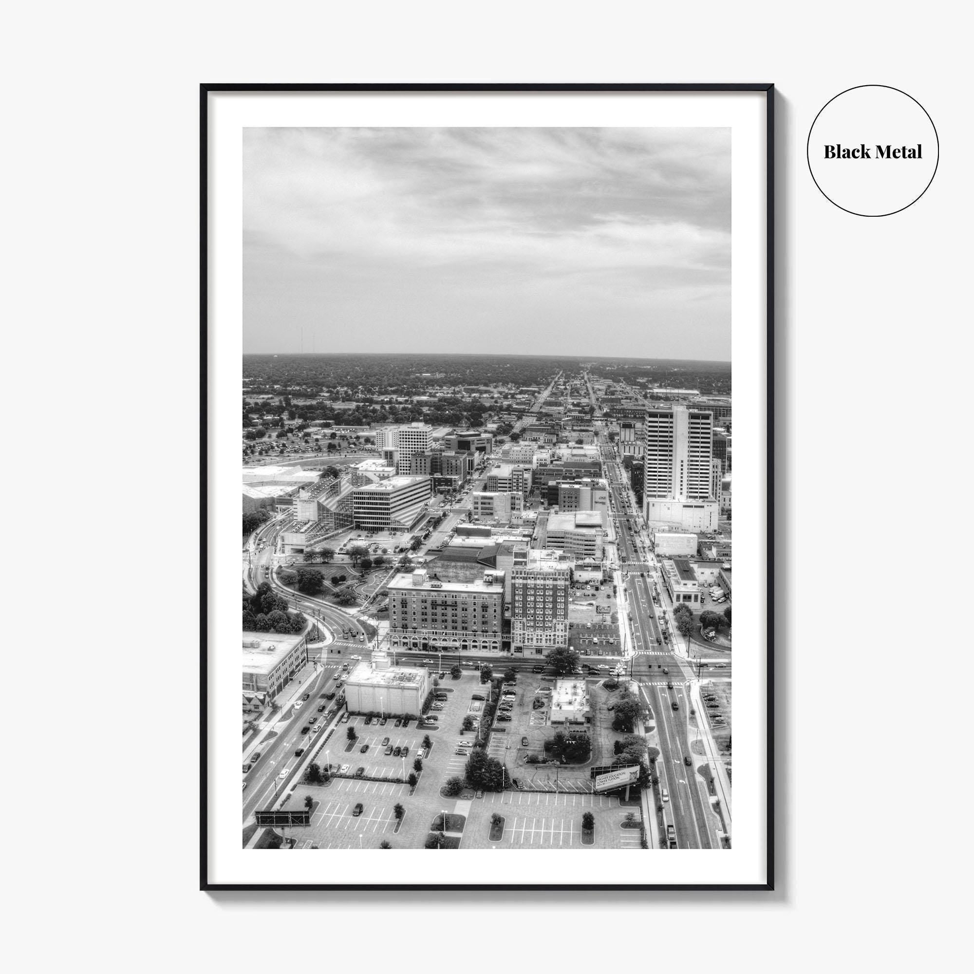 South Bend Skyline Black and White Fine Art Photo Print, Indiana Downtown Wall Poster