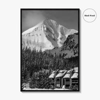 Big Sky Black and White Fine Art Photo Print, Montana USA Poster, Ski Resort