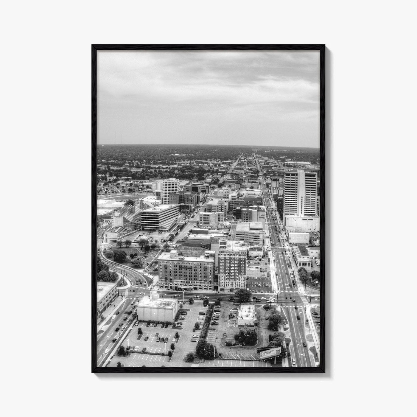 South Bend Skyline Black and White Fine Art Photo Print, Indiana Downtown Wall Poster