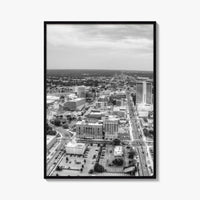 South Bend Skyline Black and White Fine Art Photo Print, Indiana Downtown Wall Poster
