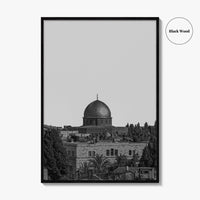 Jerusalem Skyline Black and White Fine Art Photo Print, Israel Wall Decor Poster