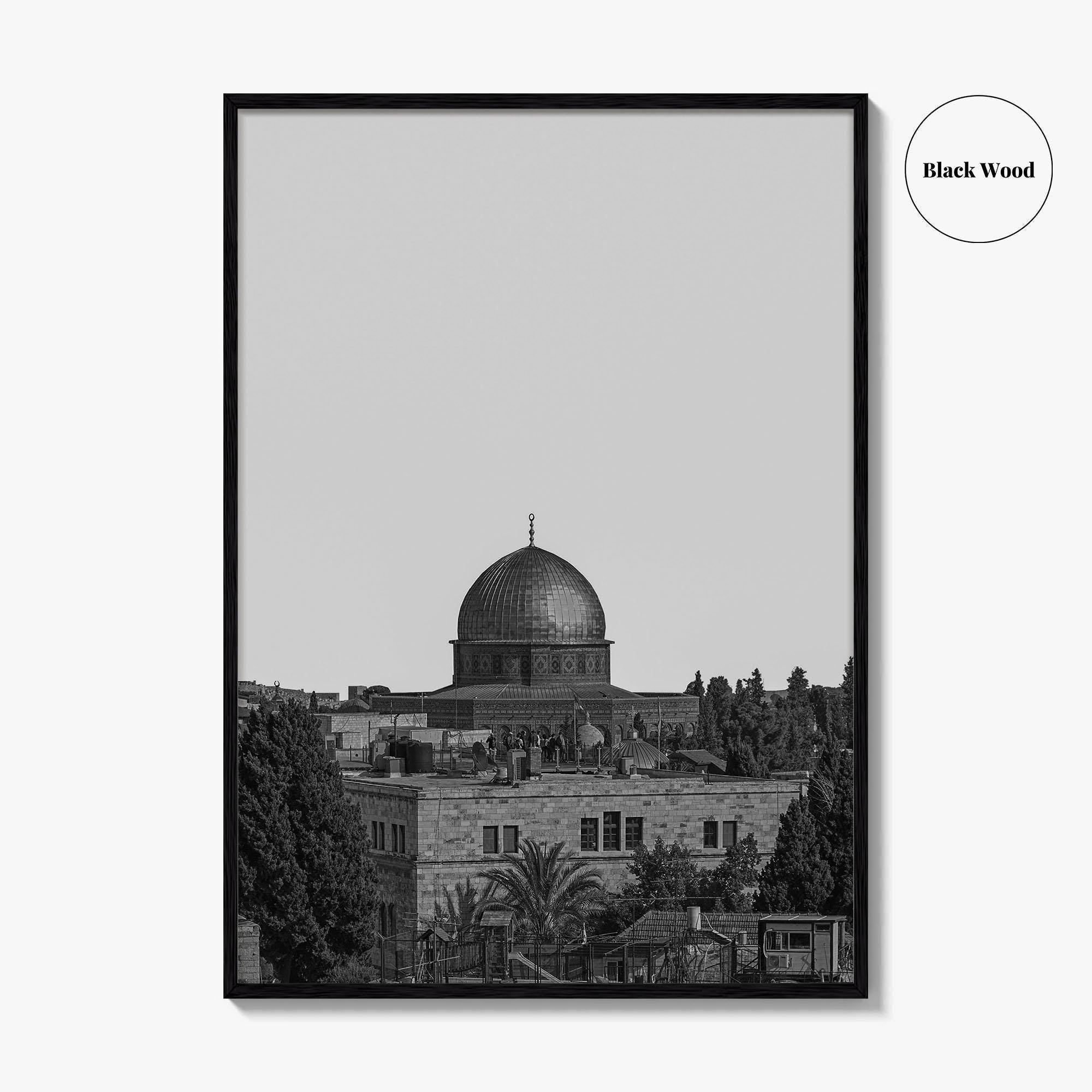 Jerusalem Skyline Black and White Fine Art Photo Print, Israel Wall Decor Poster