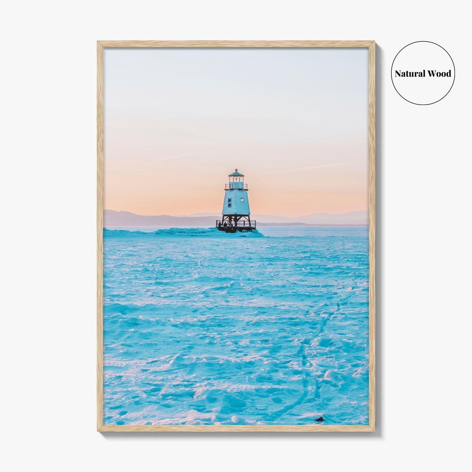 Burlington Vermont Fine Art Photo Print, Lake Champlain Breakwater, Winter, USA, Poster