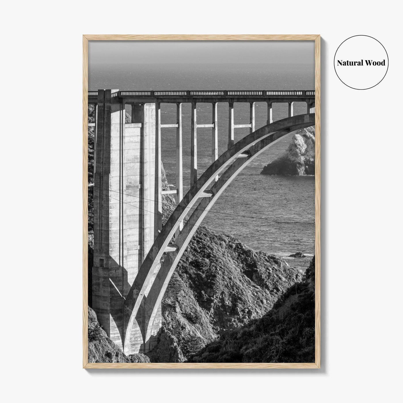 Bixby Creek Bridge Black and White Fine Art Photo Print, Big Sur, California Poster