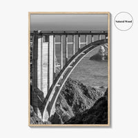 Bixby Creek Bridge Black and White Fine Art Photo Print, Big Sur, California Poster