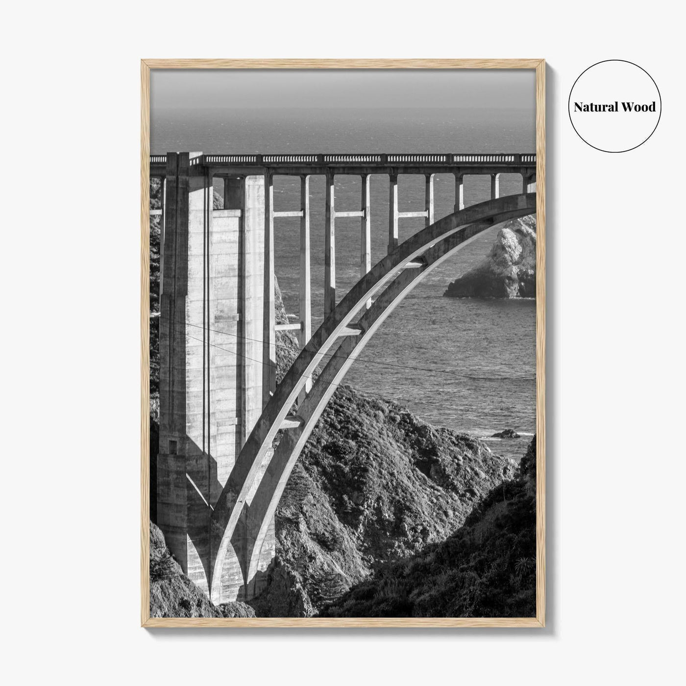Bixby Creek Bridge Black and White Fine Art Photo Print, Big Sur, California Poster
