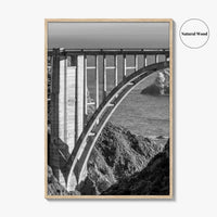 Bixby Creek Bridge Black and White Fine Art Photo Print, Big Sur, California Poster