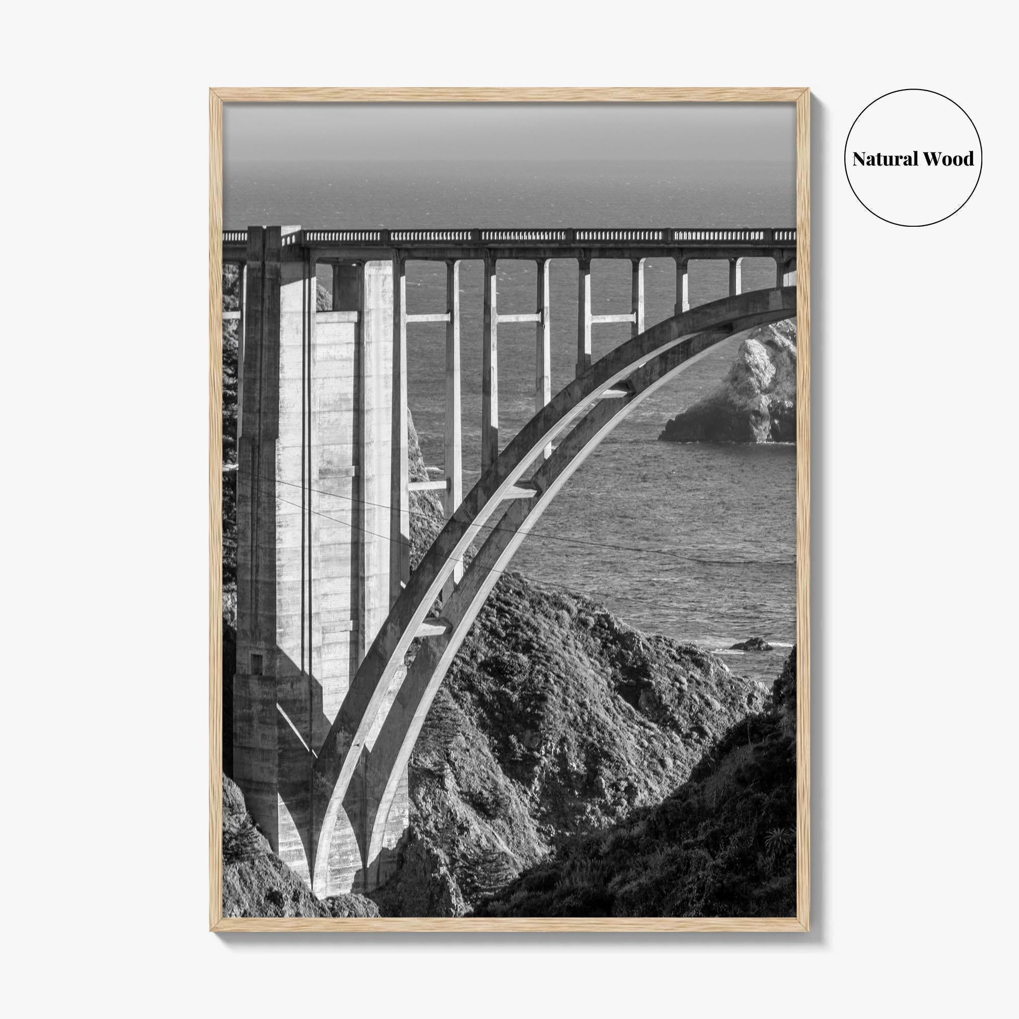 Bixby Creek Bridge Black and White Fine Art Photo Print, Big Sur, California Poster