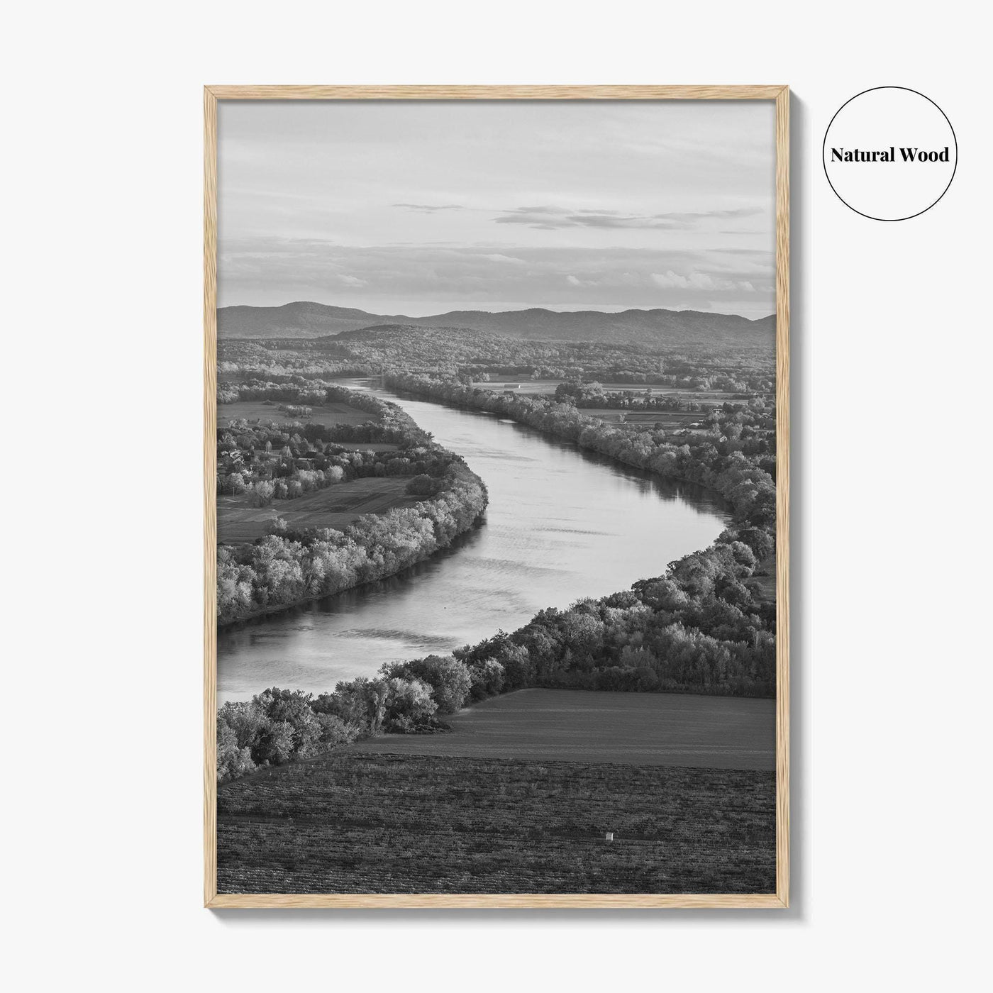 Connecticut Black and White Fine Art Photo Print, CT River Sugarloaf Mountain Poster