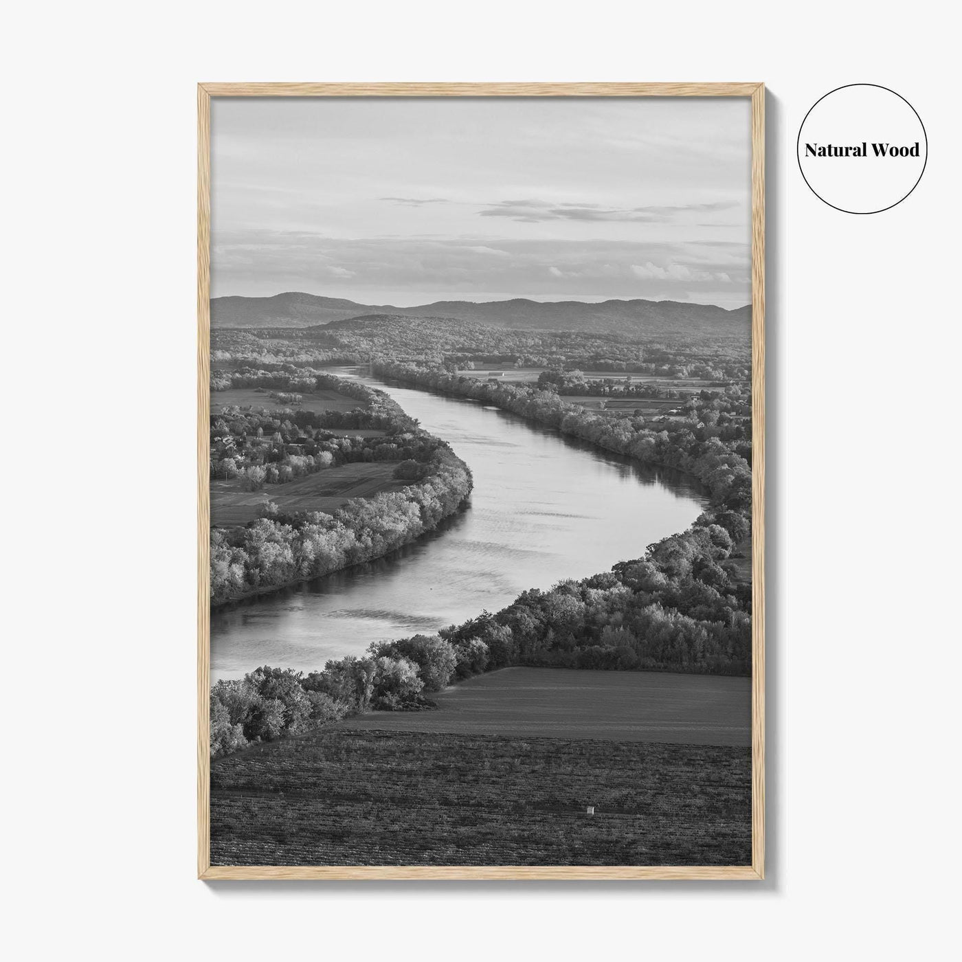 Connecticut Black and White Fine Art Photo Print, CT River Sugarloaf Mountain Poster