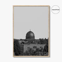 Jerusalem Skyline Black and White Fine Art Photo Print, Israel Wall Decor Poster