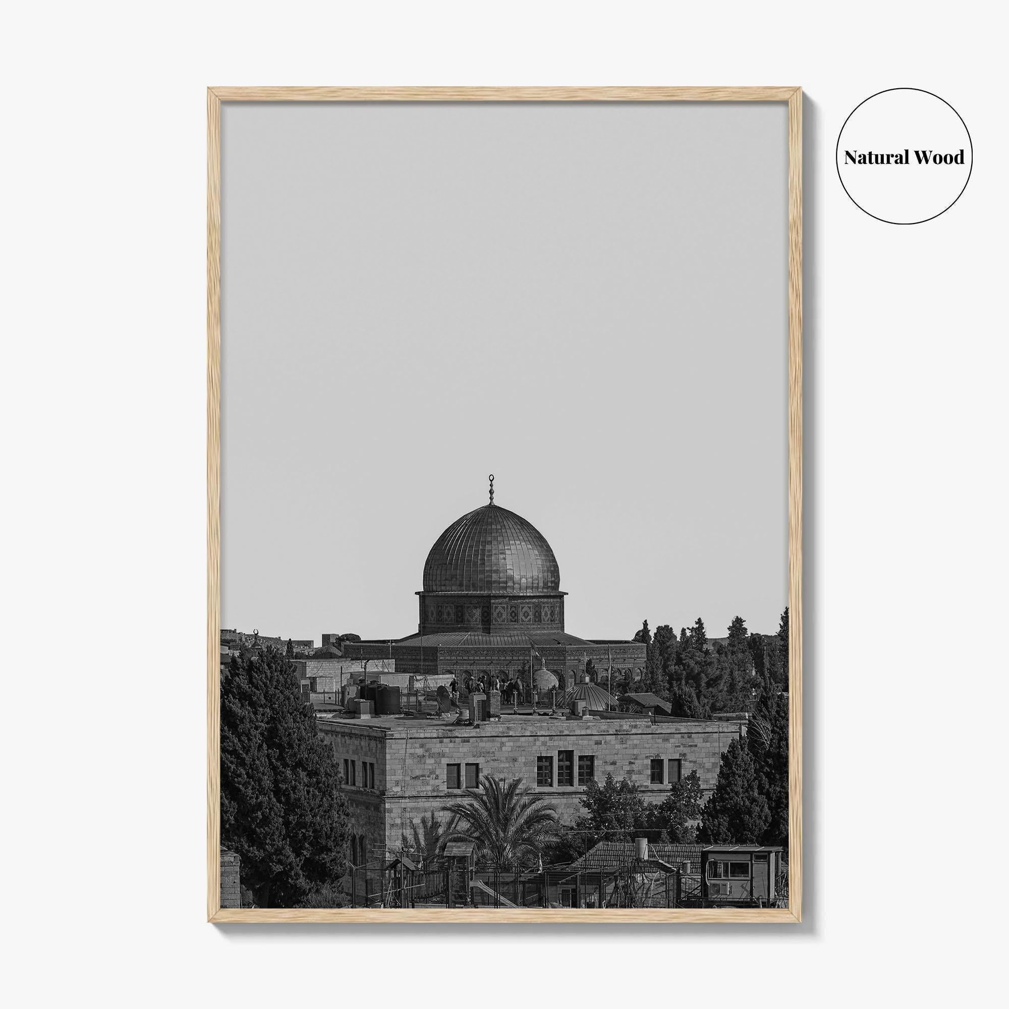 Jerusalem Skyline Black and White Fine Art Photo Print, Israel Wall Decor Poster