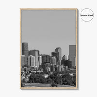 Denver Skyline Black and White Fine Art Photo Print, Panorama, Colorado Poster