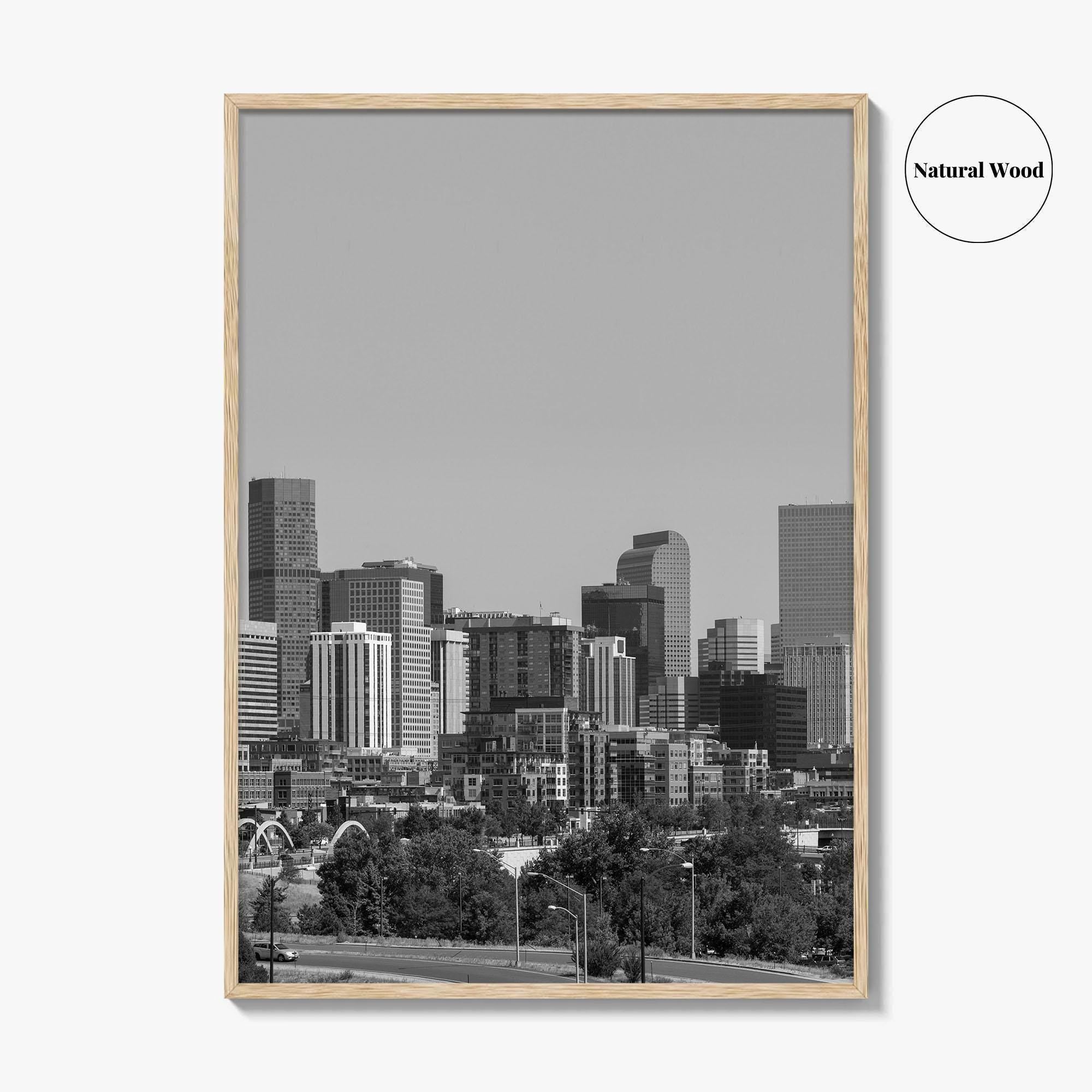 Denver Skyline Black and White Fine Art Photo Print, Panorama, Colorado Poster