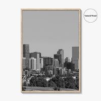 Denver Skyline Black and White Fine Art Photo Print, Panorama, Colorado Poster