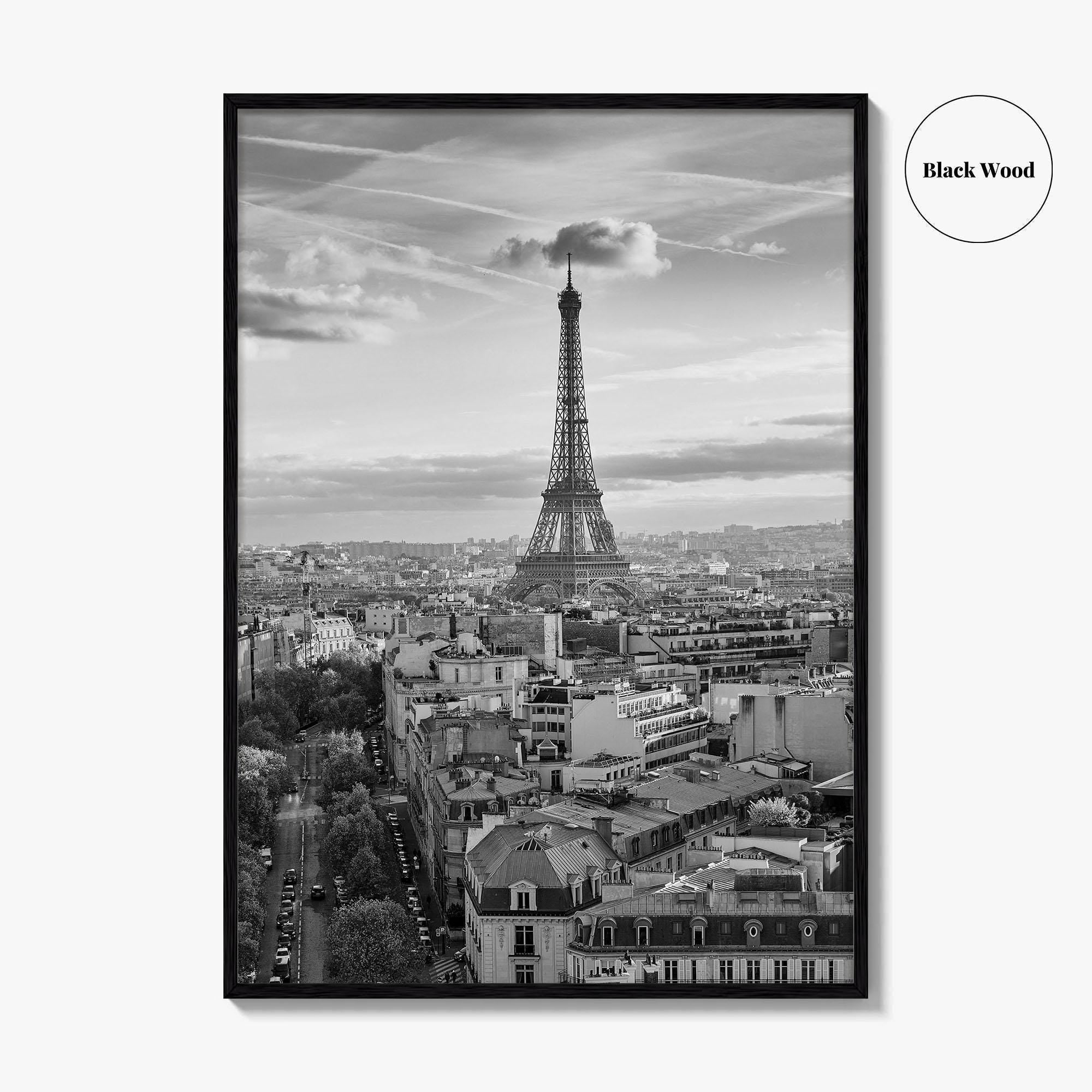 Paris Skyline Black and White Fine Art Photo Print, Eiffel Tower, France Poster