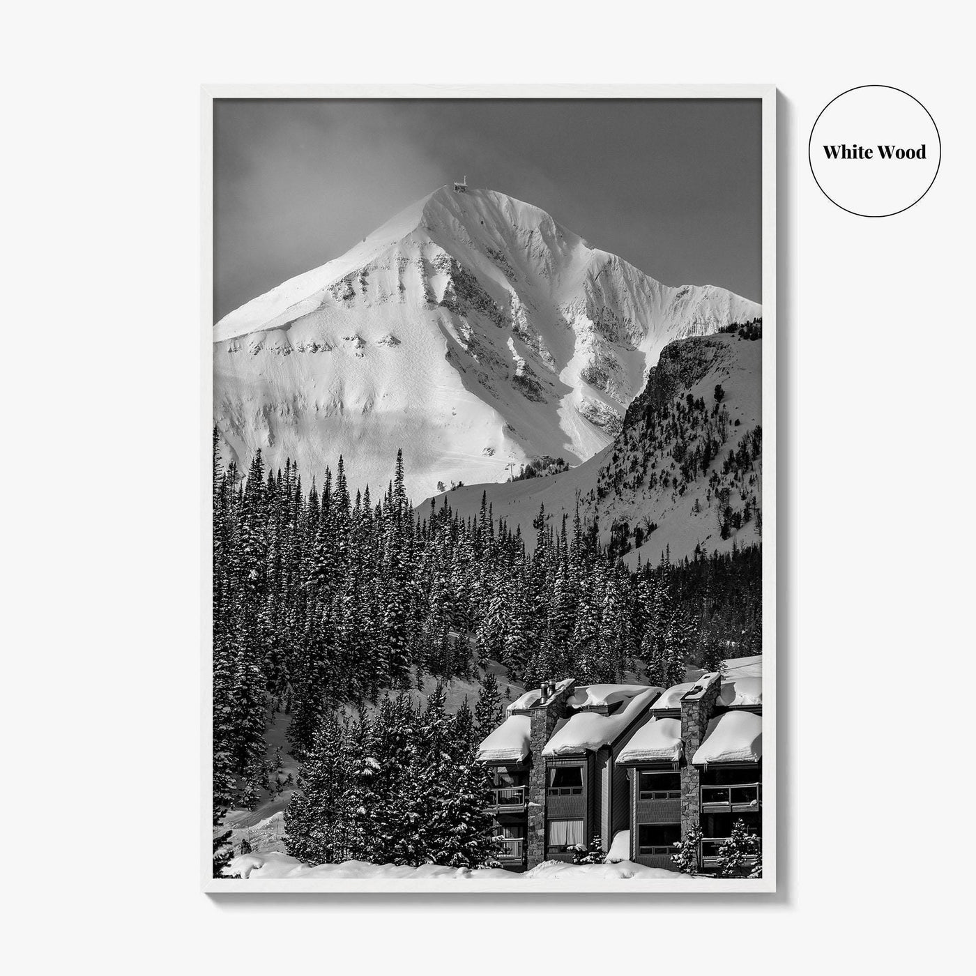 Big Sky Black and White Fine Art Photo Print, Montana USA Poster, Ski Resort