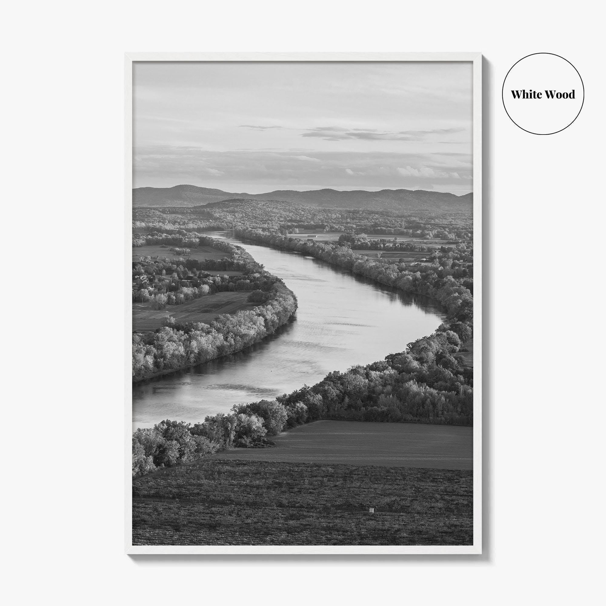 Connecticut Black and White Fine Art Photo Print, CT River Sugarloaf Mountain Poster