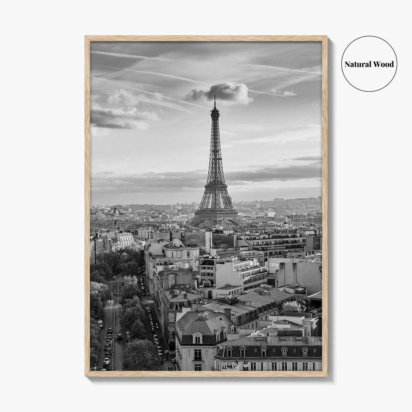 Paris Skyline Black and White Fine Art Photo Print, Eiffel Tower, France Poster