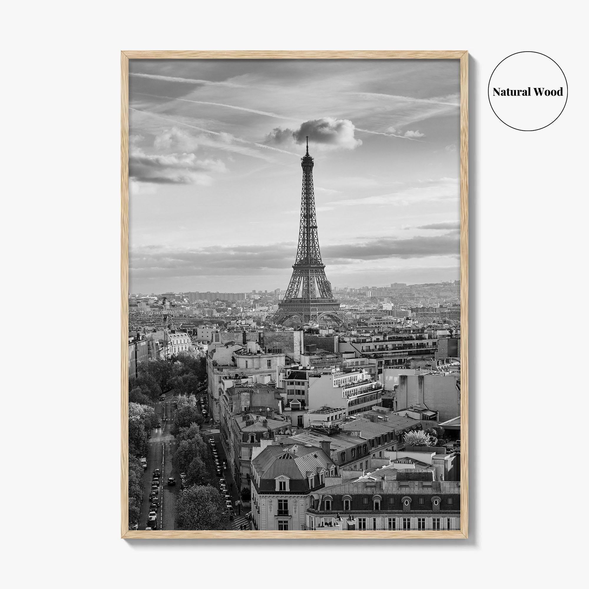 Paris Skyline Black and White Fine Art Photo Print, Eiffel Tower, France Poster