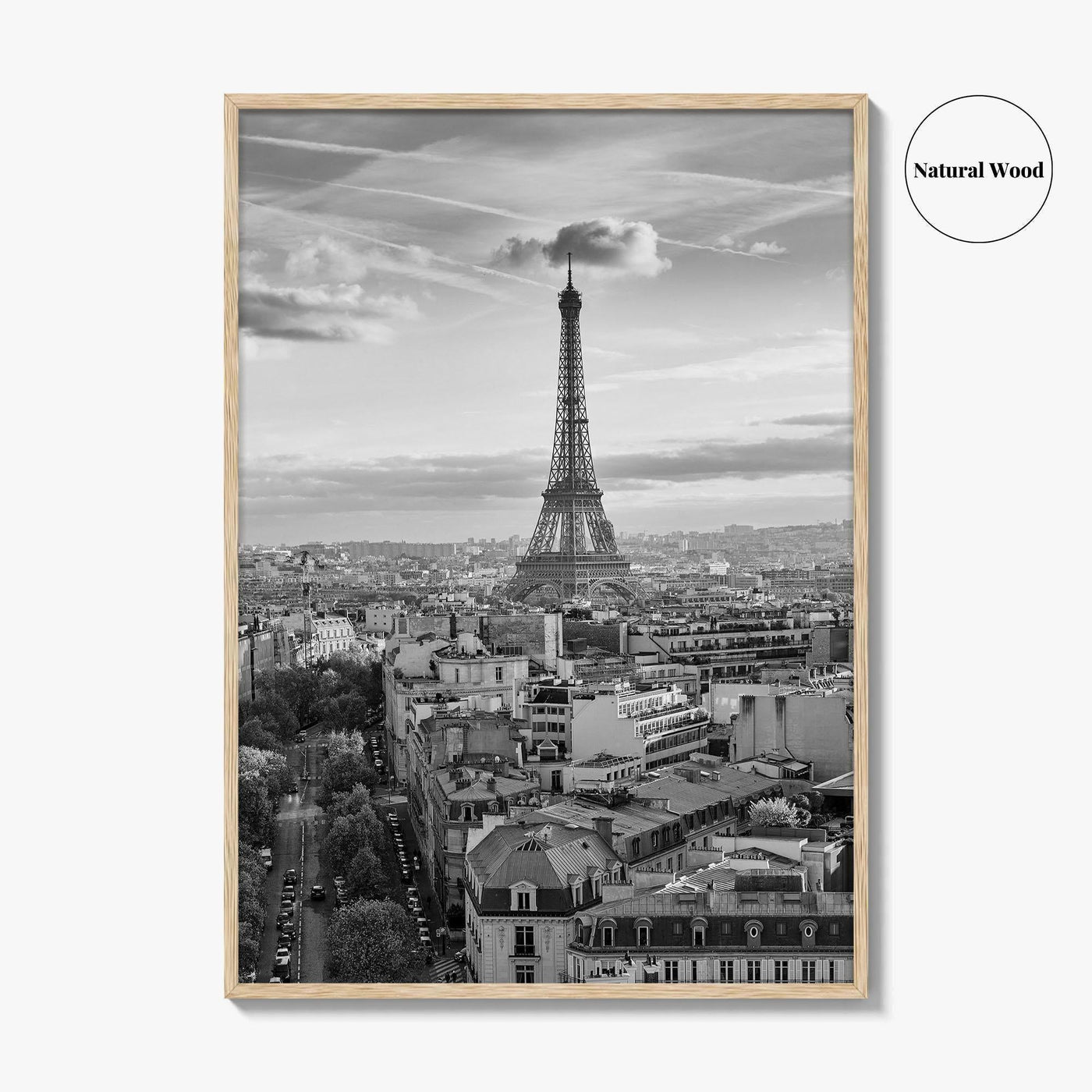 Paris Skyline Black and White Fine Art Photo Print, Eiffel Tower, France Poster
