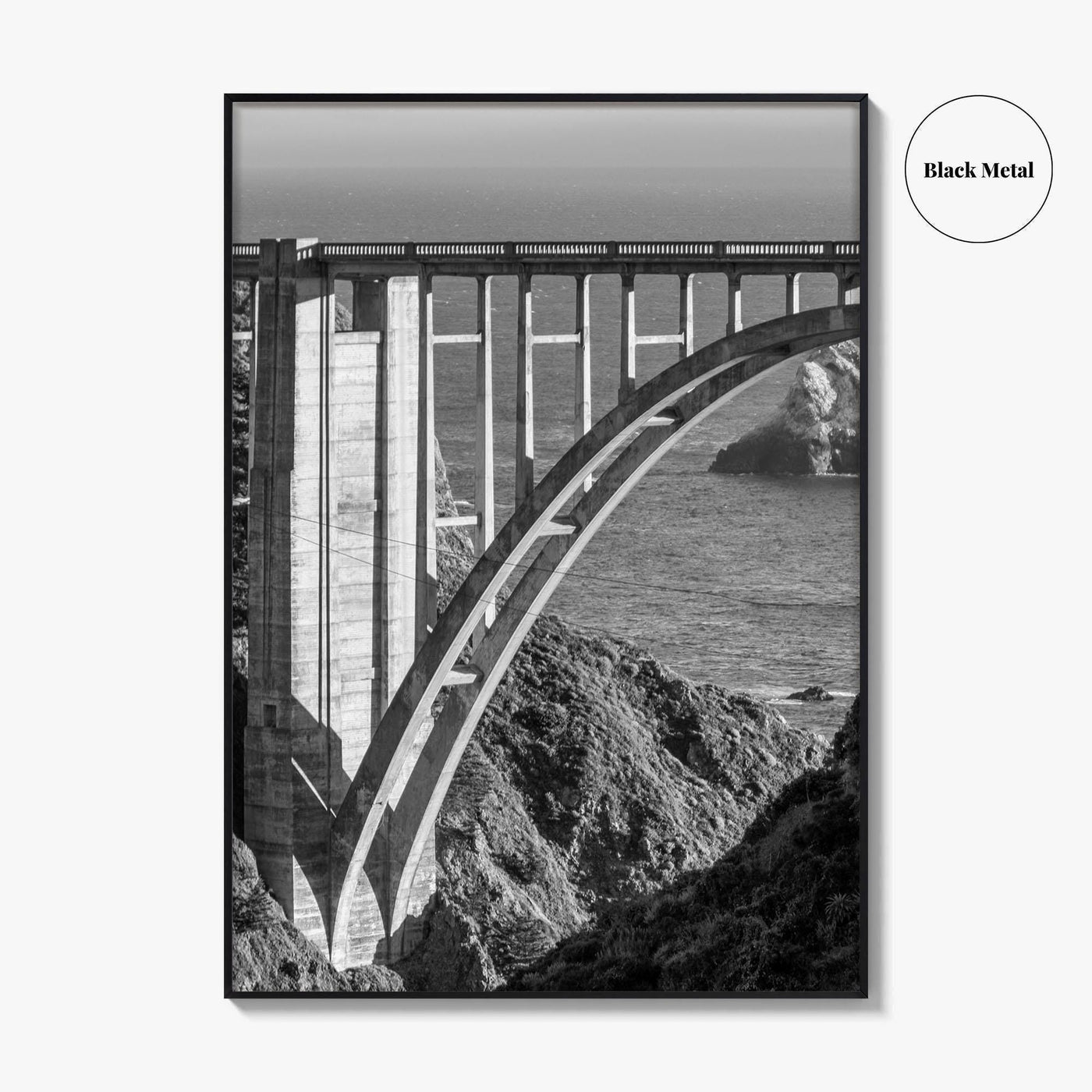 Bixby Creek Bridge Black and White Fine Art Photo Print, Big Sur, California Poster