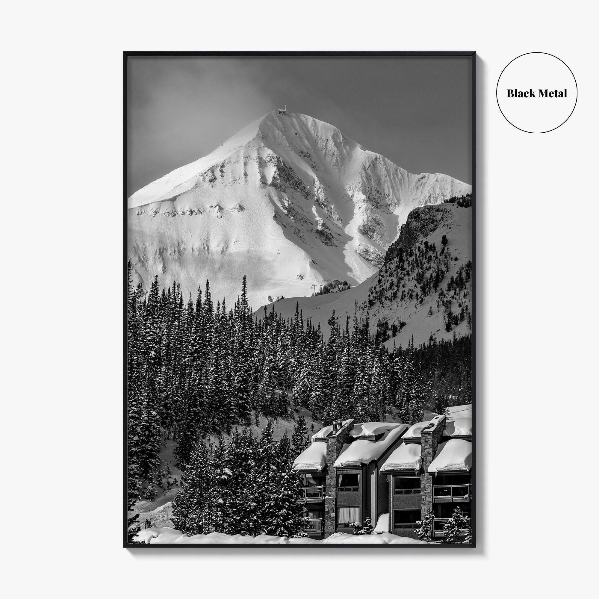 Big Sky Black and White Fine Art Photo Print, Montana USA Poster, Ski Resort