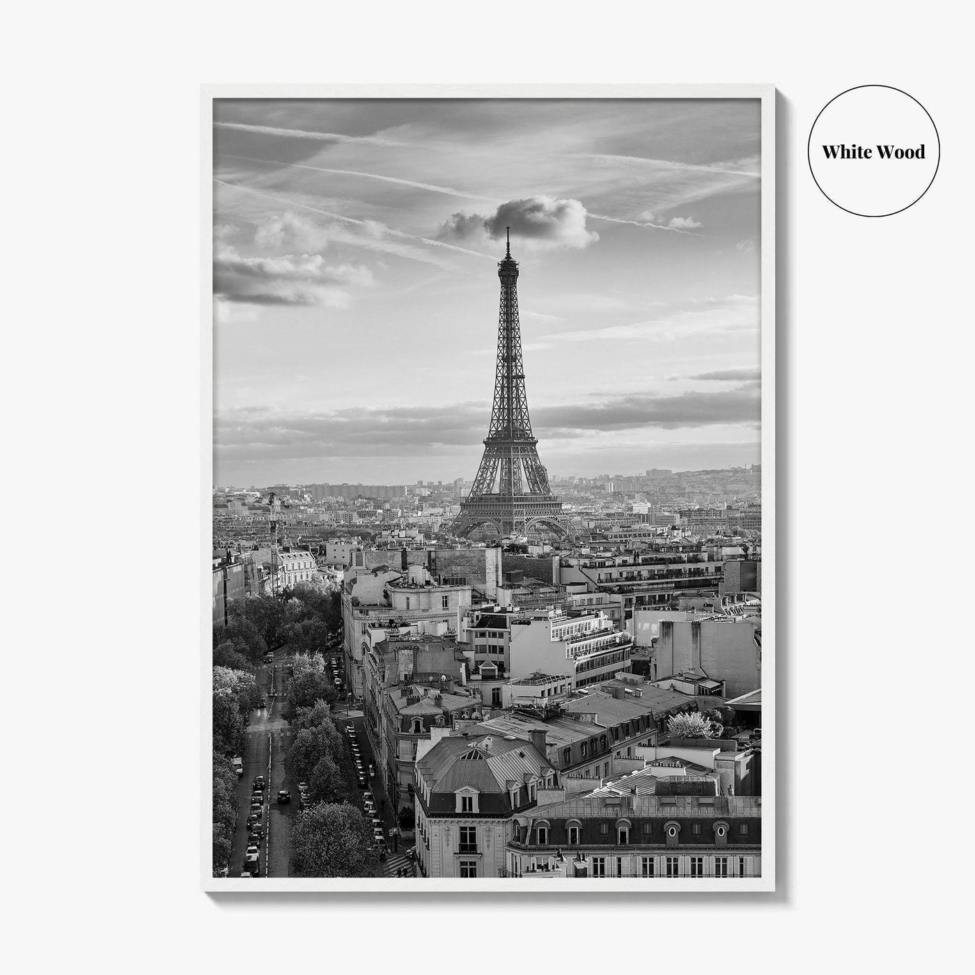 Paris Skyline Black and White Fine Art Photo Print, Eiffel Tower, France Poster
