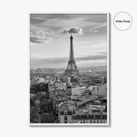 Paris Skyline Black and White Fine Art Photo Print, Eiffel Tower, France Poster