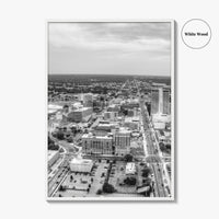 South Bend Skyline Black and White Fine Art Photo Print, Indiana Downtown Wall Poster