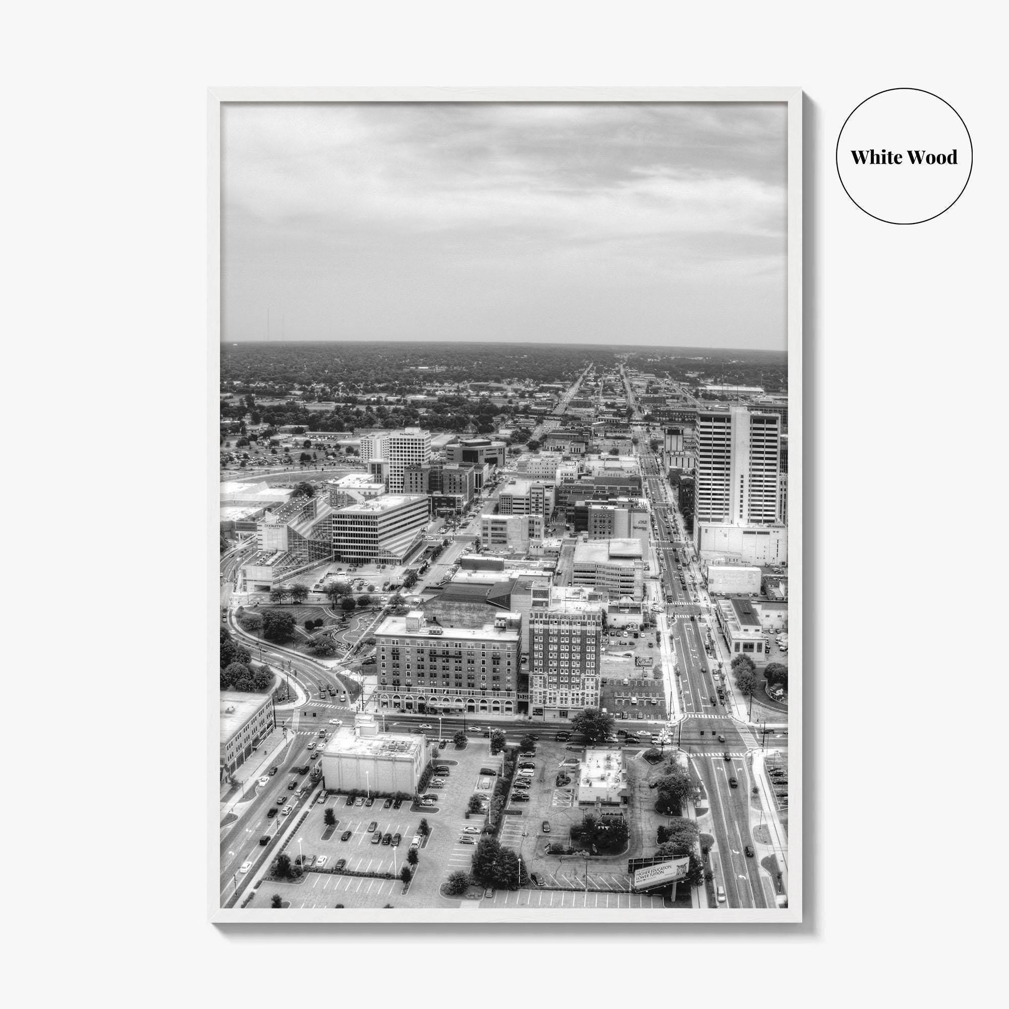 South Bend Skyline Black and White Fine Art Photo Print, Indiana Downtown Wall Poster