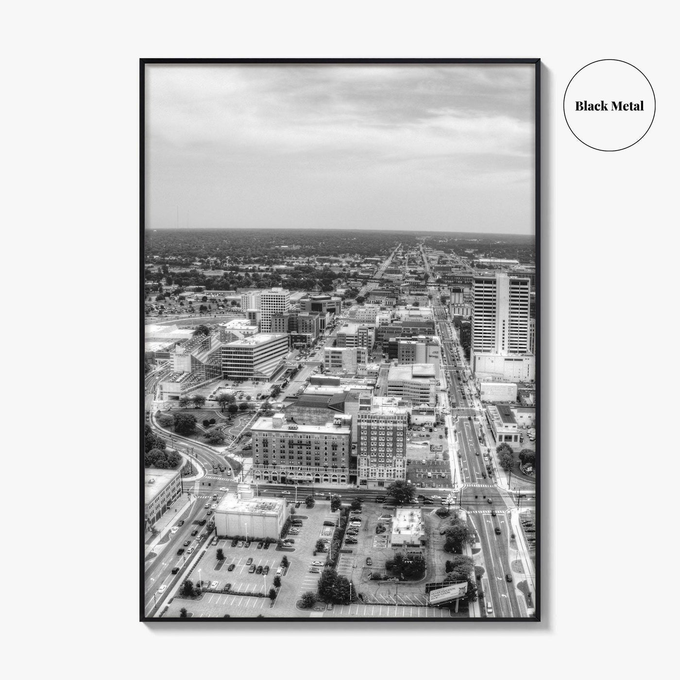 South Bend Skyline Black and White Fine Art Photo Print, Indiana Downtown Wall Poster