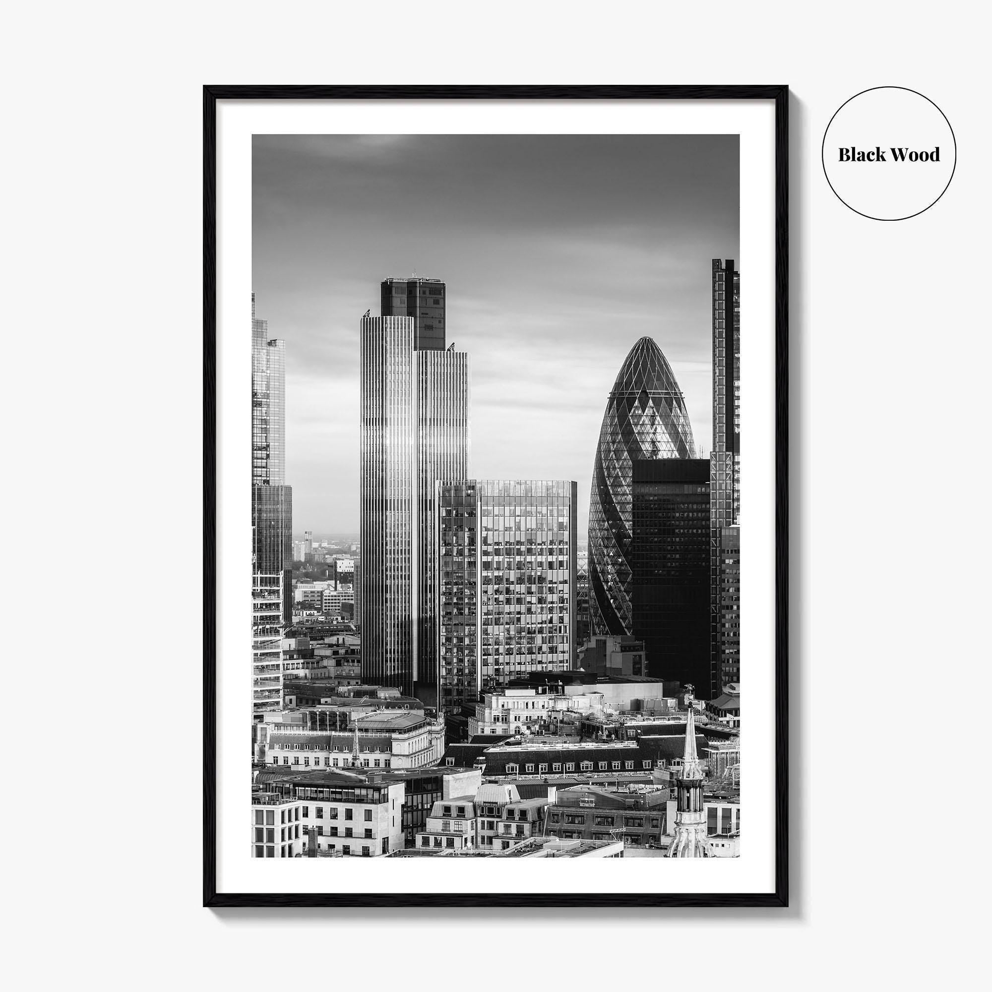 London Skyline Black and White Fine Art Photo Print, England Poster, Financial District