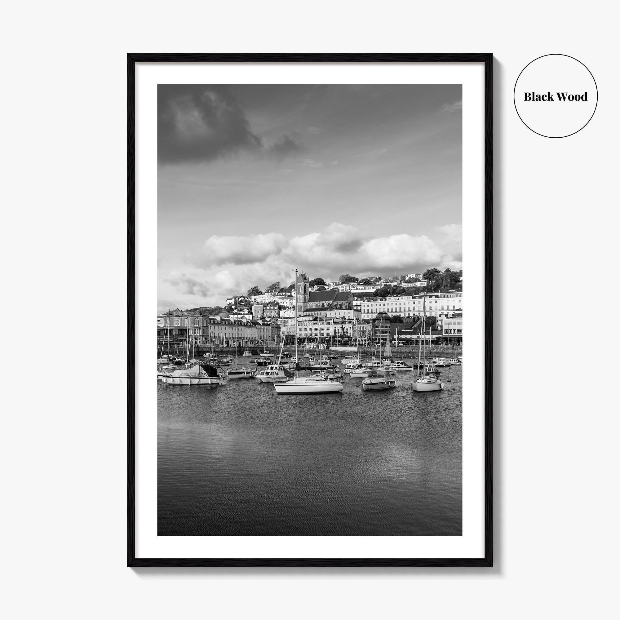 Torquay Black and White Fine Art Photo Print, Inner Harbour Devon England Torbay Poster